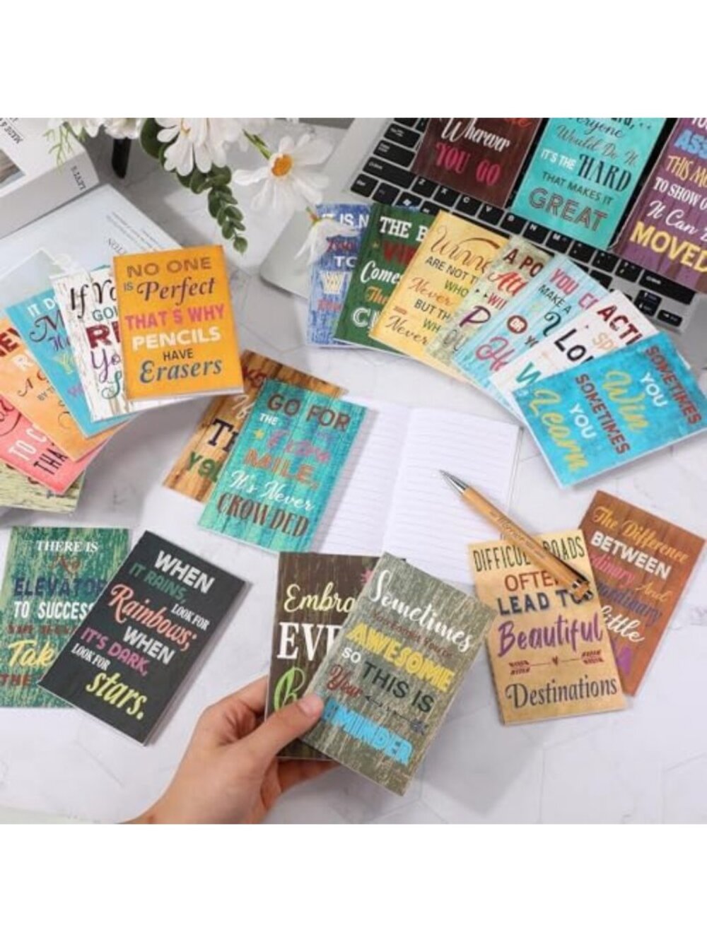 100 Mini Vintage Notepads & Pens Set - Perfect for Gifts, Journaling & Events - Picture 2 of 6